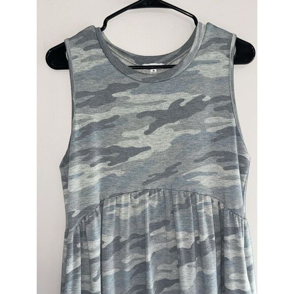 White Birch Soft Knit Dress Casual Blue Gray Camo Shift Teacher Knee Length Med - Picture 3 of 10